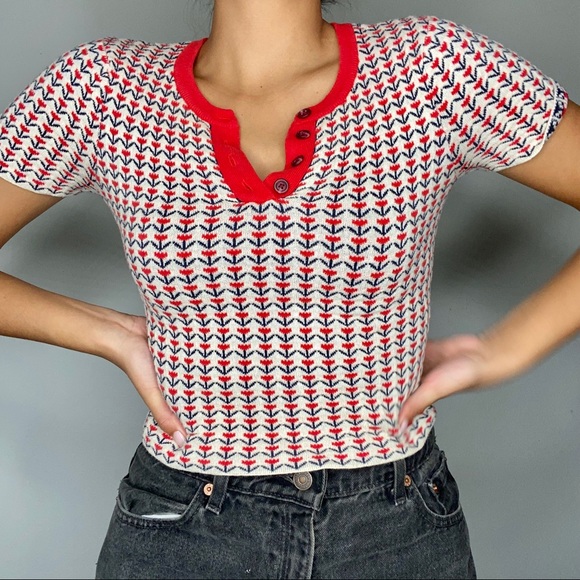 Red Patterned Polo ASO Cheryl Blossom - Picture 6 of 9